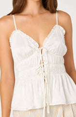 Fabiola Tie-Front Peplum Top