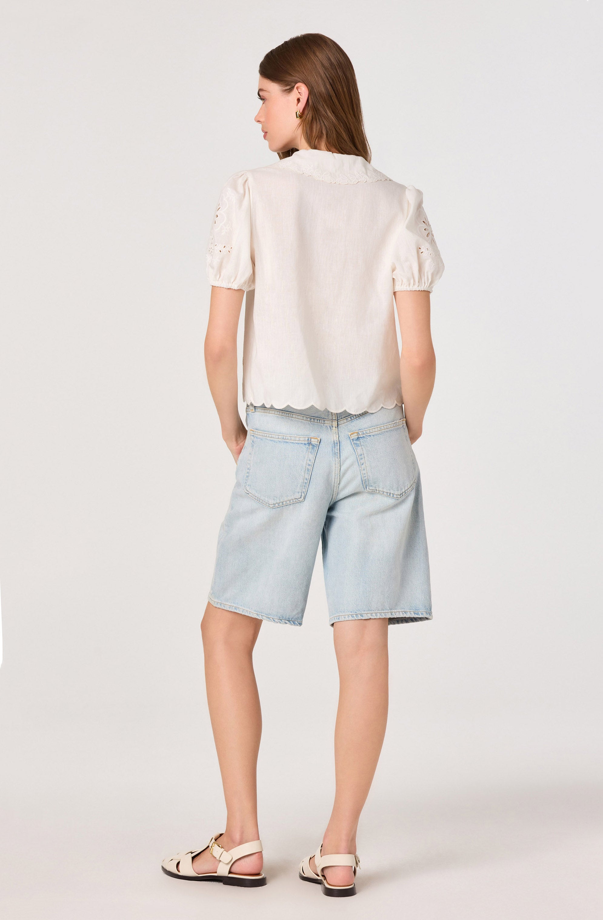 Eider Embroidered Cutwork Tie-Front Top