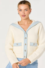 Briley Terry Knit Denim Trim Cardigan