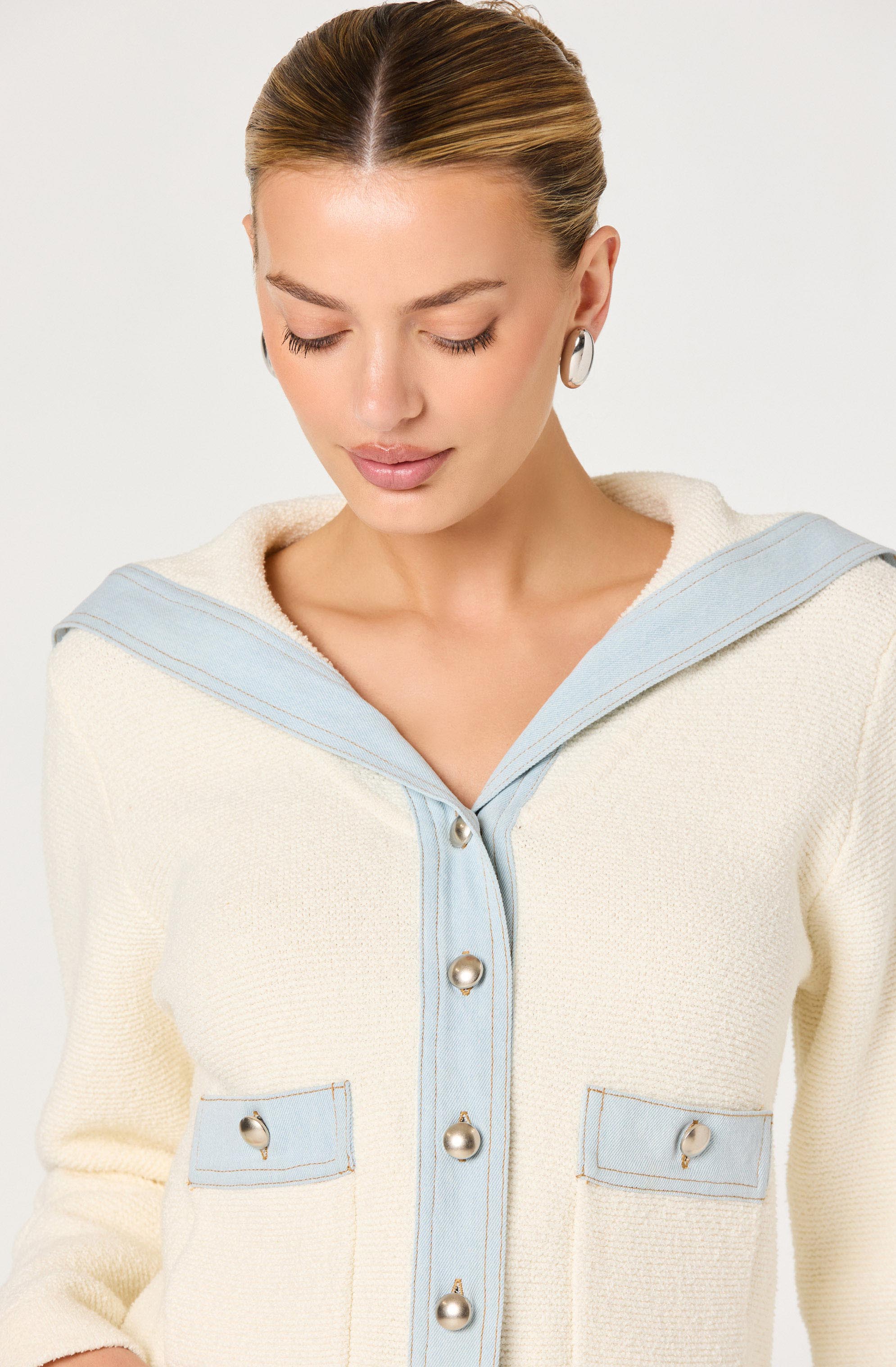 Briley Terry Knit Denim Trim Cardigan