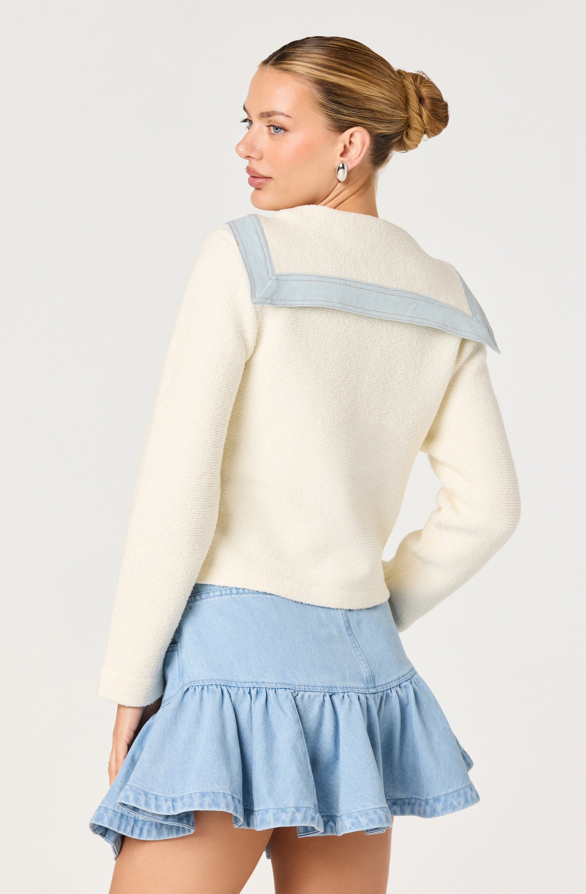 Briley Terry Knit Denim Trim Cardigan