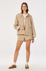 Beron Utility Jacket with Plaid Trim
