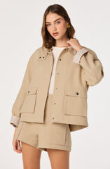 Beron Utility Jacket with Plaid Trim