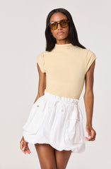 Cydney Mockneck Cap Sleeve Top