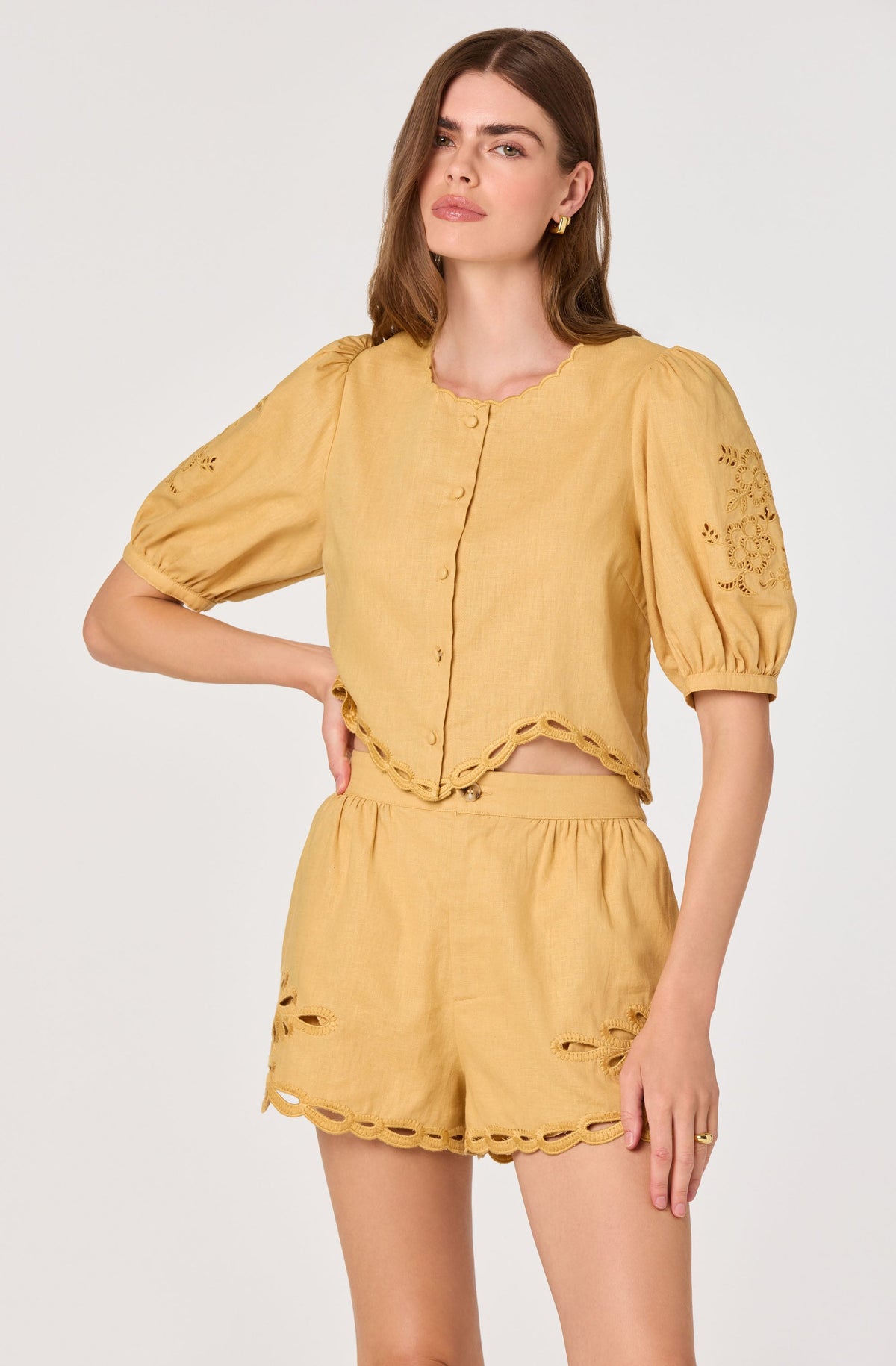 Joellyn Embroidered Puff Sleeve Top