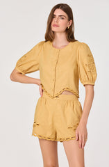 Joellyn Embroidered Puff Sleeve Top