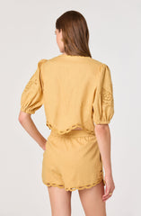 Joellyn Embroidered Puff Sleeve Top