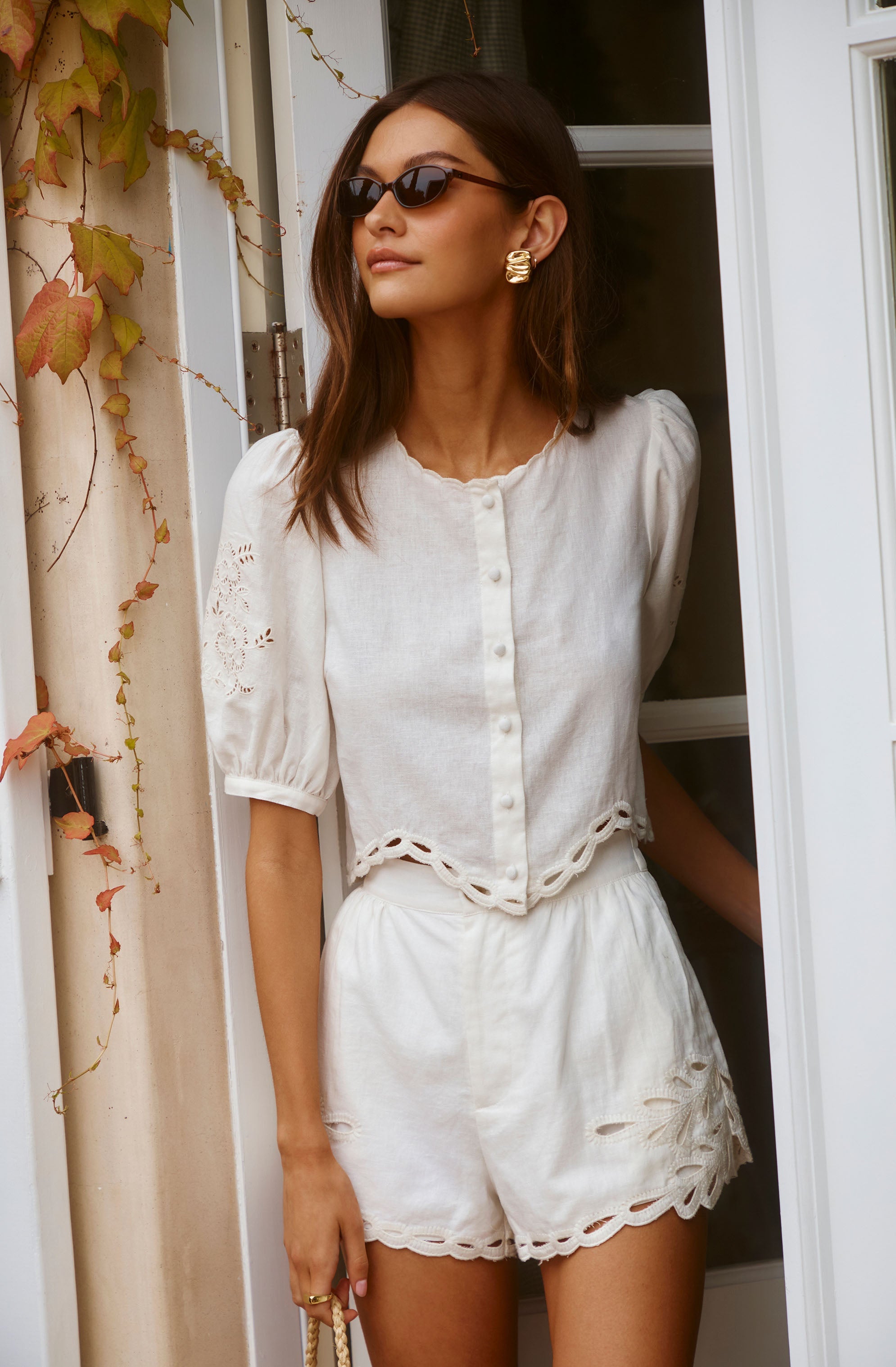 Joellyn Embroidered Puff Sleeve Top