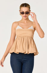 Alon Faux-Layer Bubble Peplum Top