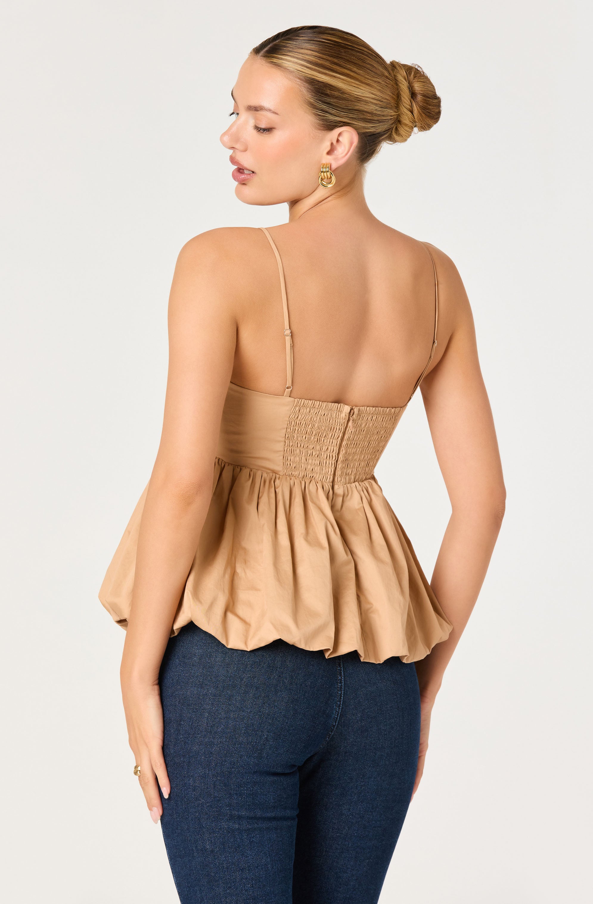 Alon Faux-Layer Bubble Peplum Top