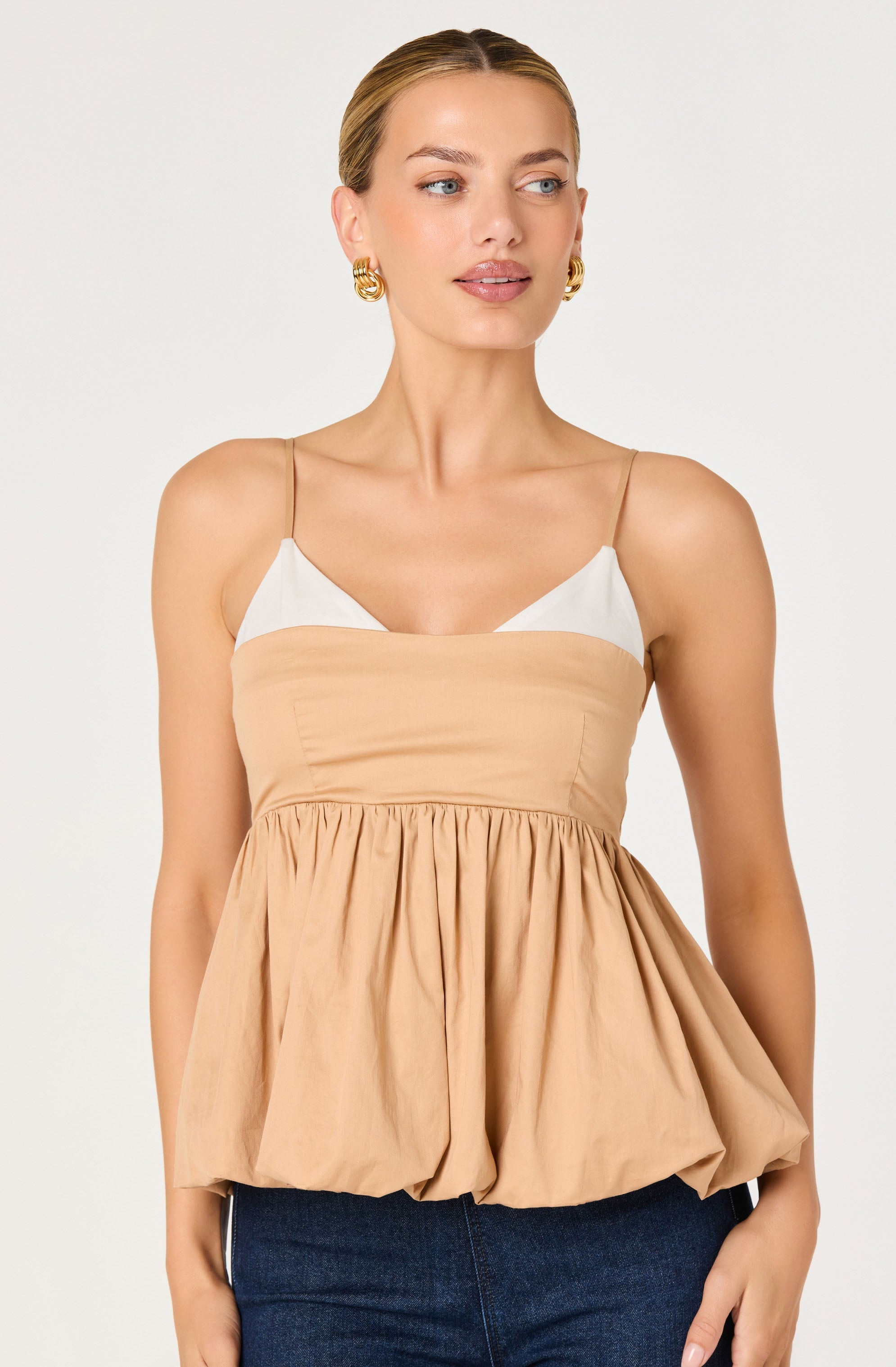Alon Faux-Layer Bubble Peplum Top