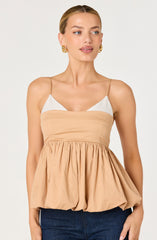 Alon Faux-Layer Bubble Peplum Top