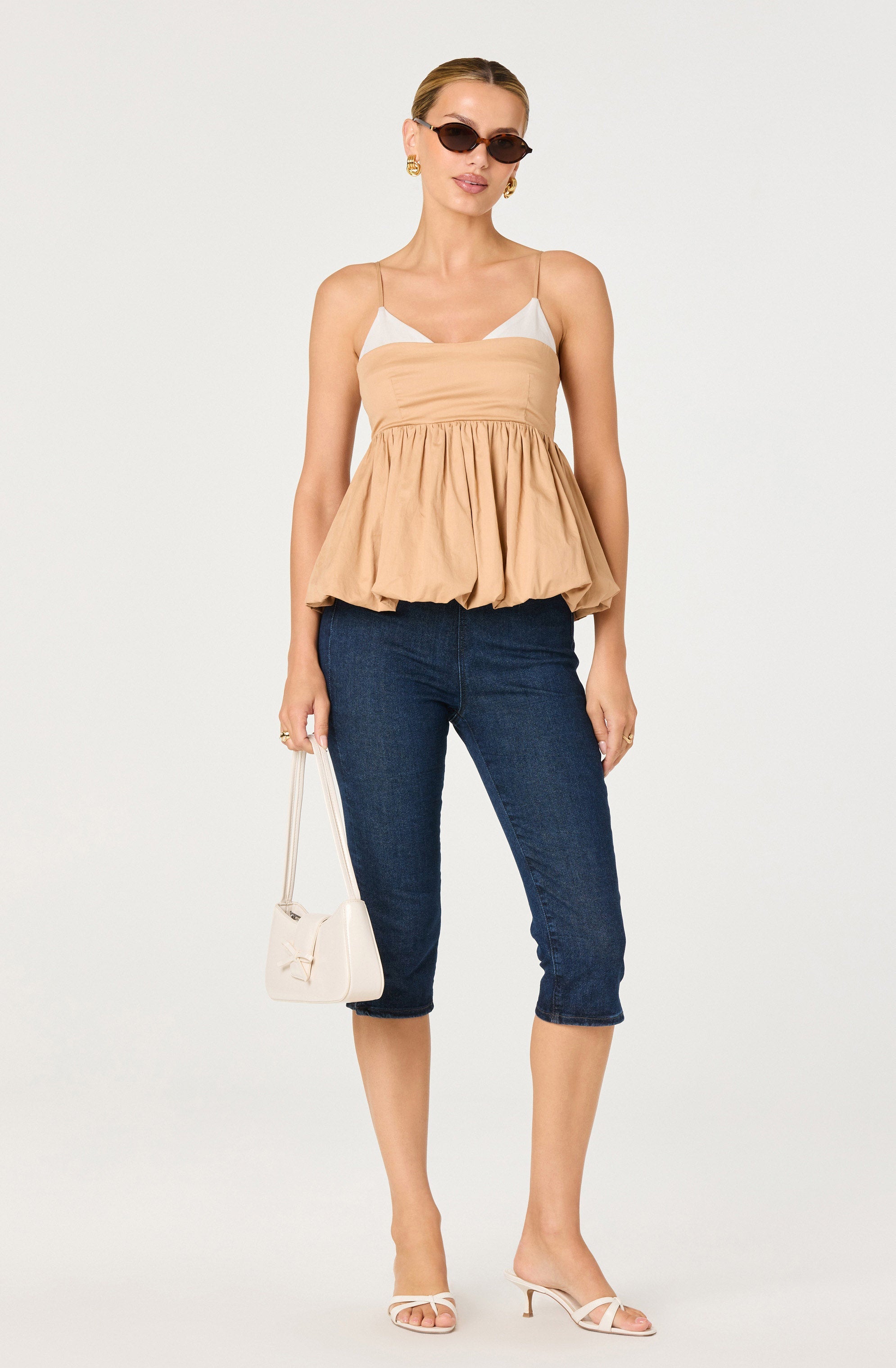 Alon Faux-Layer Bubble Peplum Top
