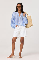 Ericka Striped Balloon Sleeve Blouse