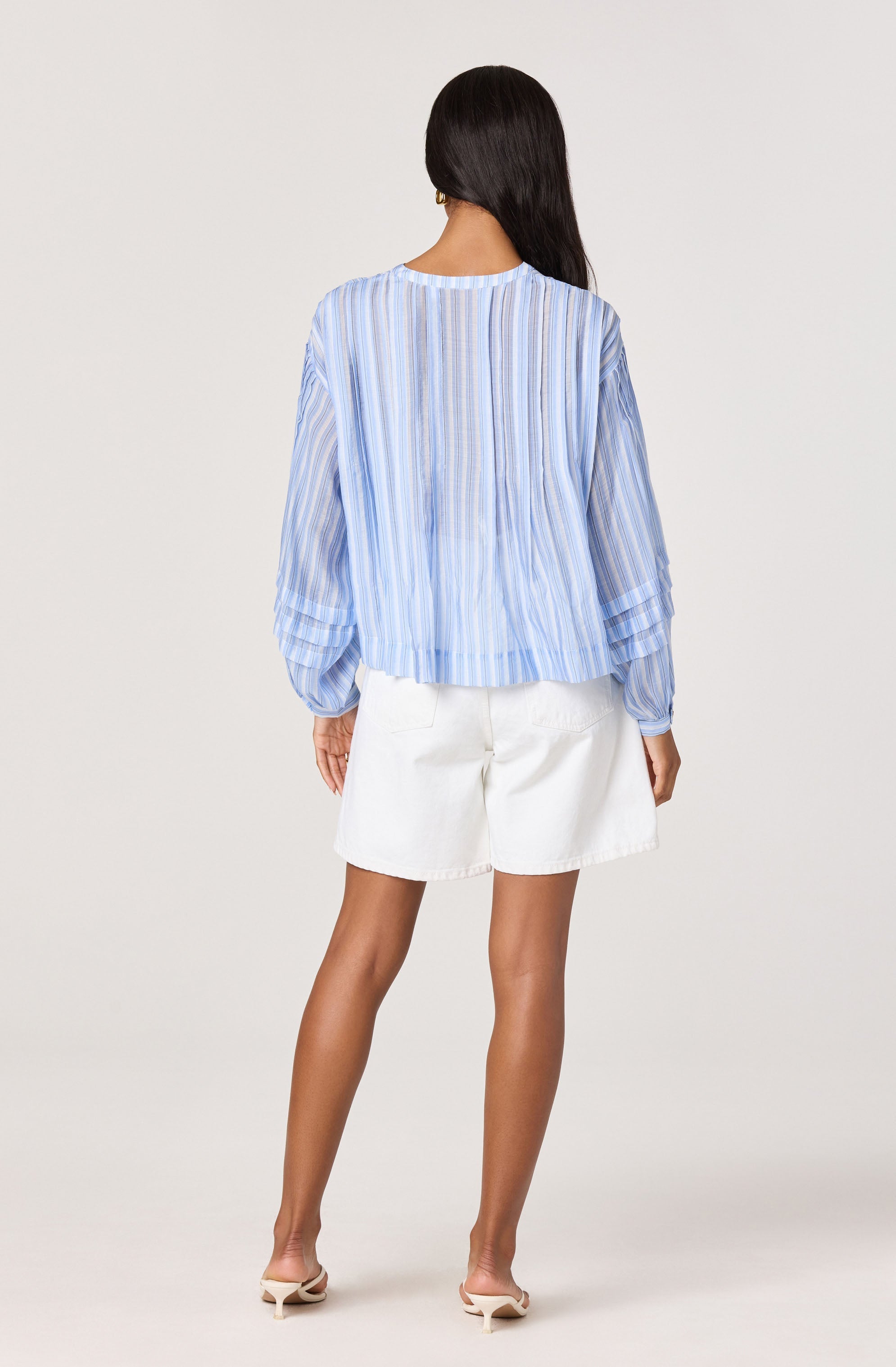 Ericka Striped Balloon Sleeve Blouse