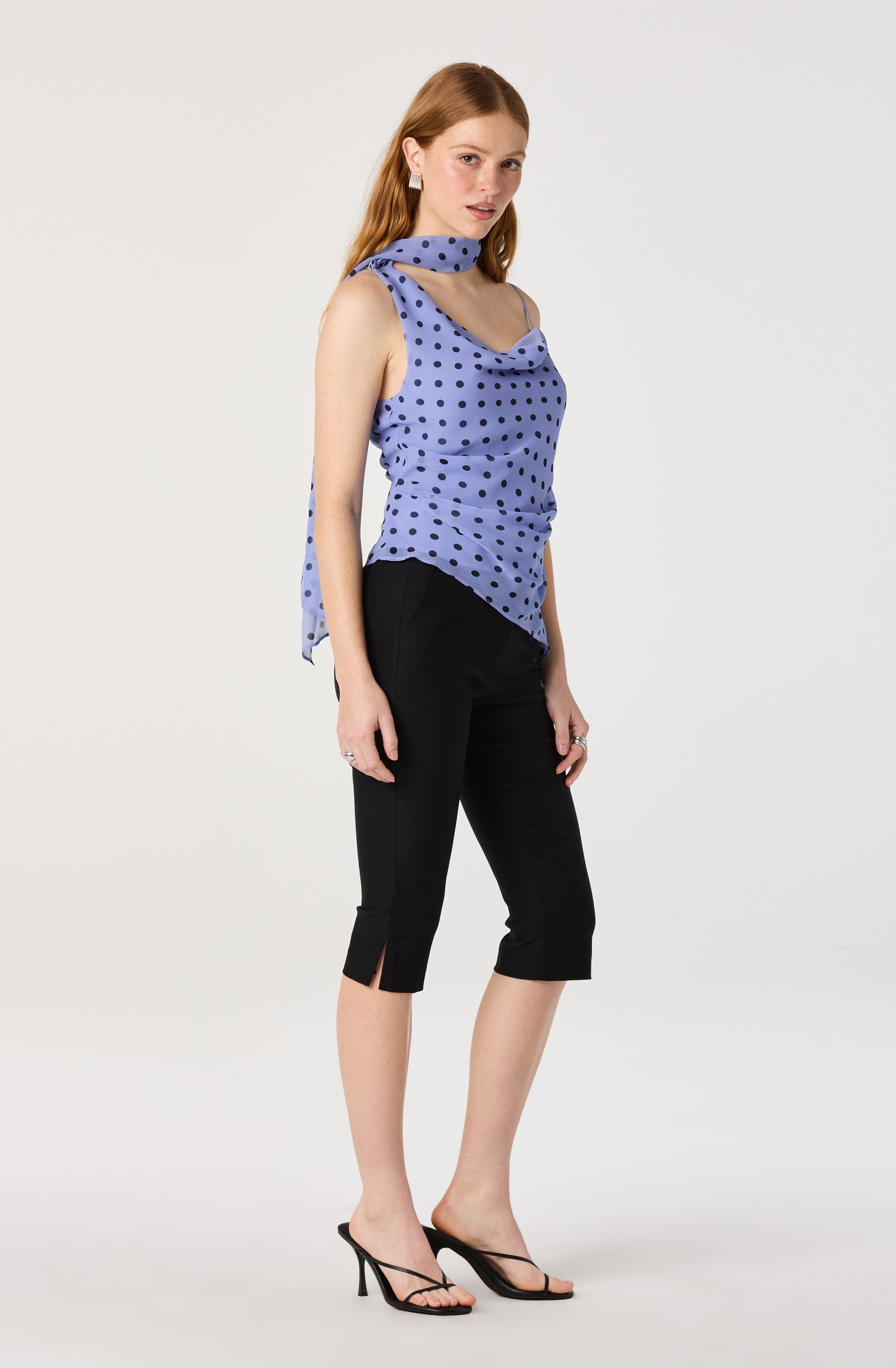 Adrie Polka Dot Scarf Detail Top