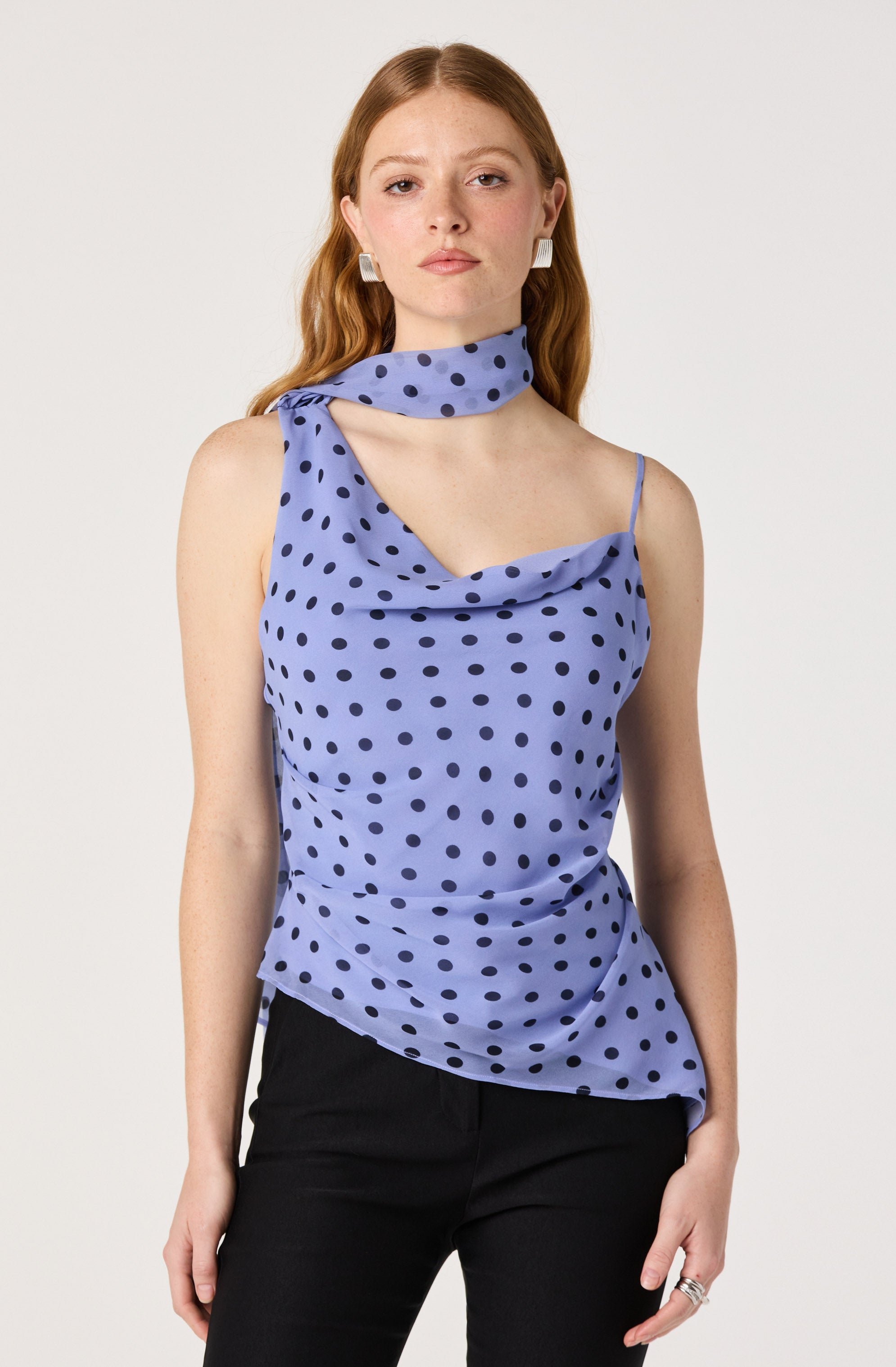 Adrie Polka Dot Scarf Detail Top