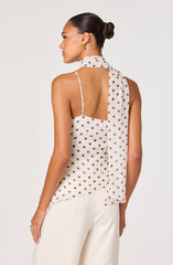 Adrie Polka Dot Scarf Detail Top