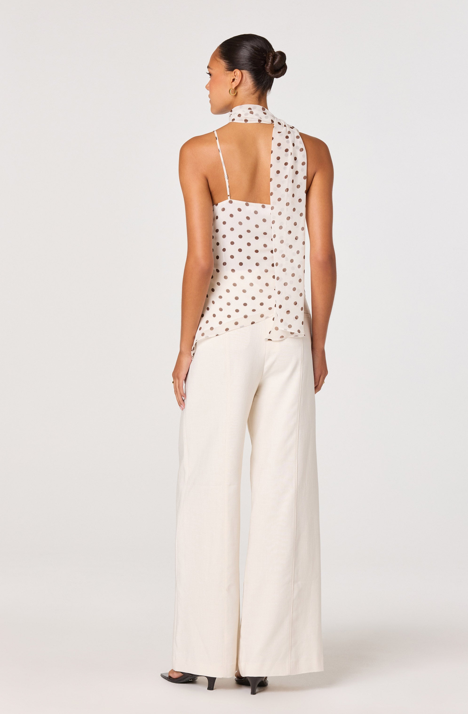 Adrie Polka Dot Scarf Detail Top