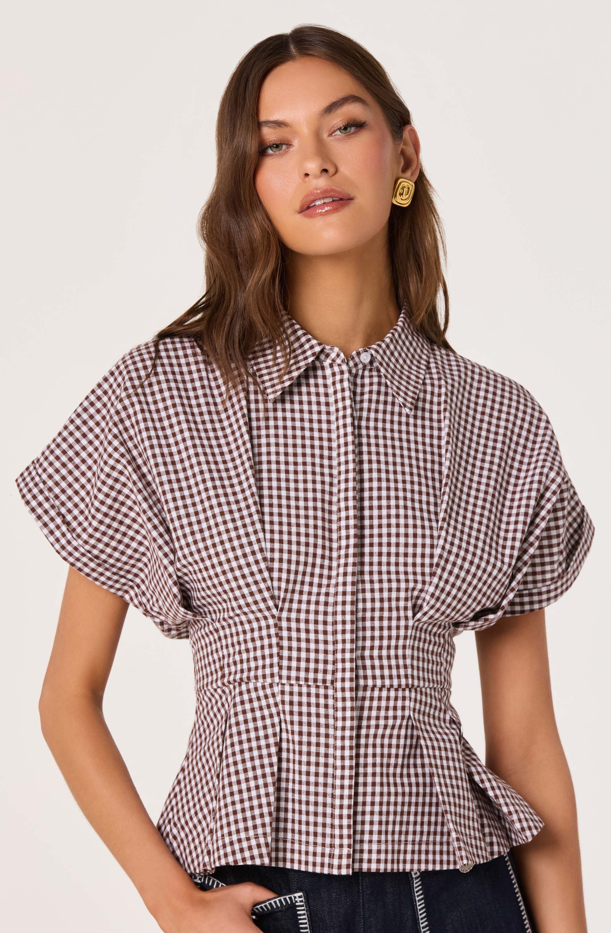 Beck Pleated Button-Front Top