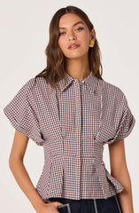 Beck Pleated Button-Front Top