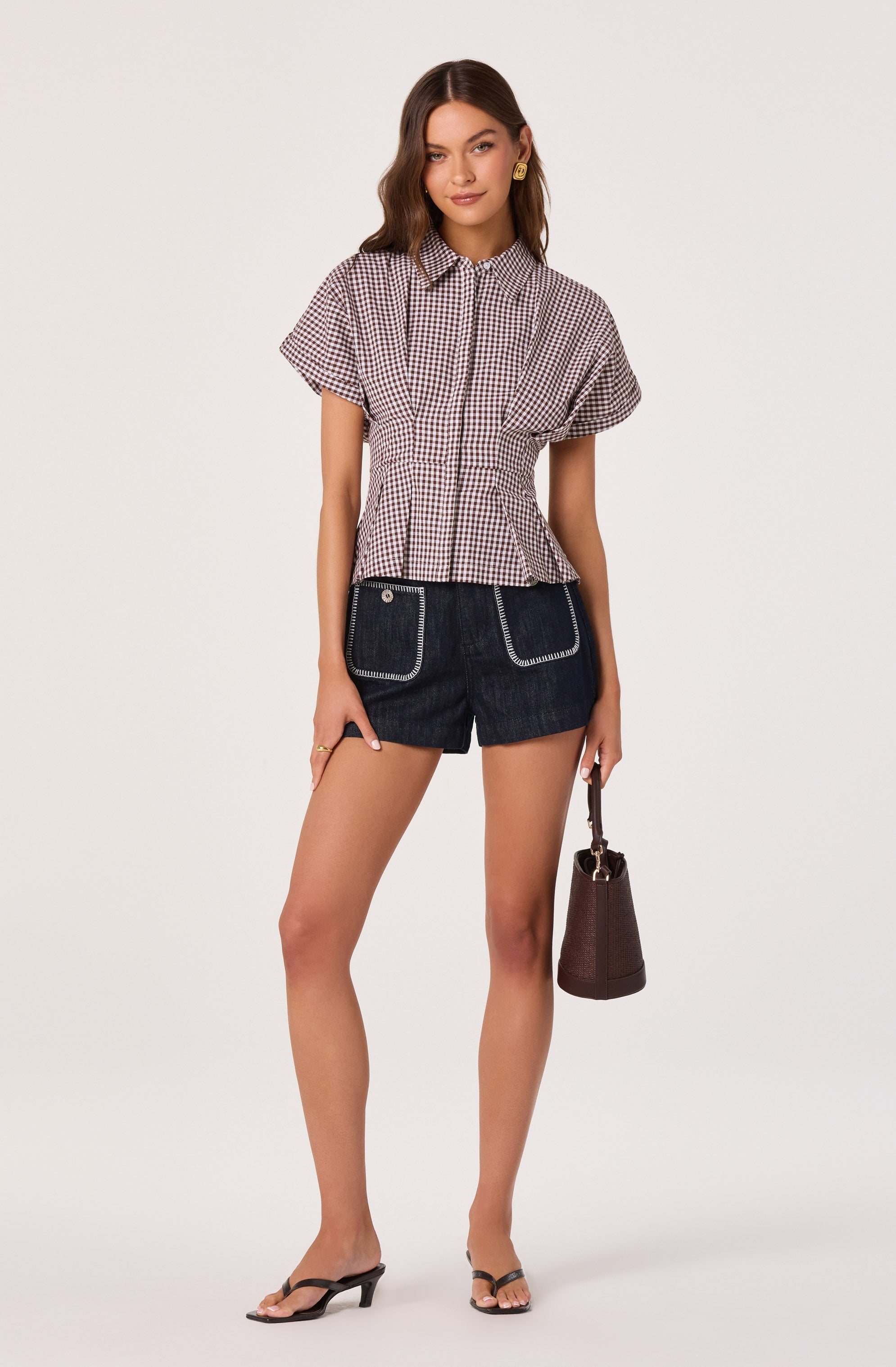 Beck Pleated Button-Front Top