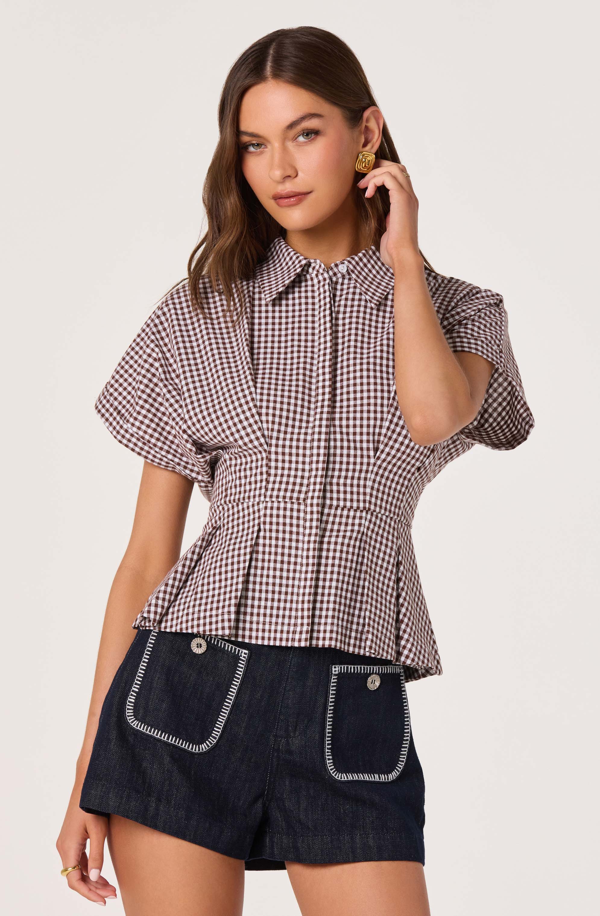 Beck Pleated Button-Front Top
