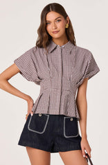 Beck Pleated Button-Front Top