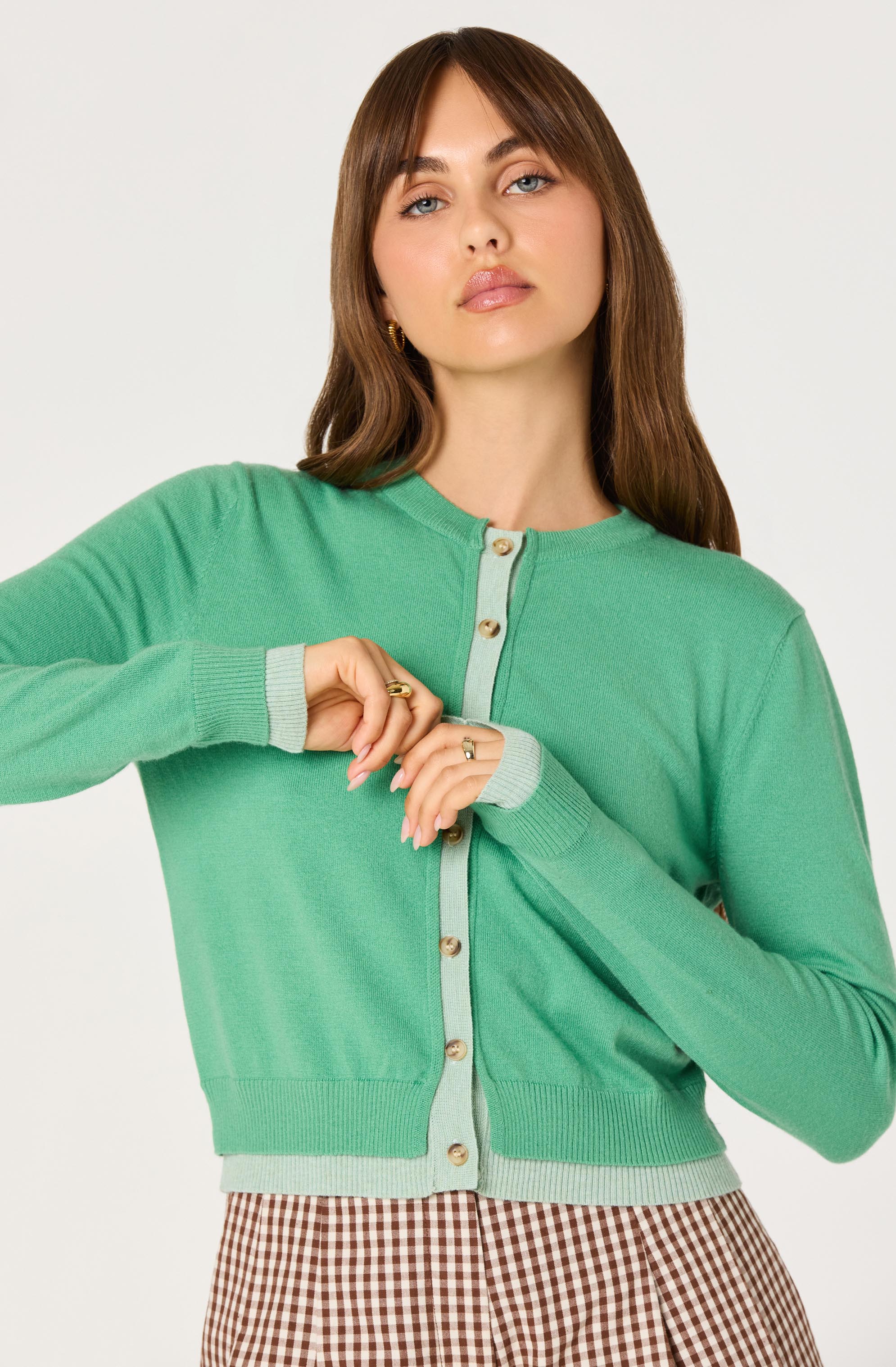 Clovis Color Block Faux Layered Cardigan