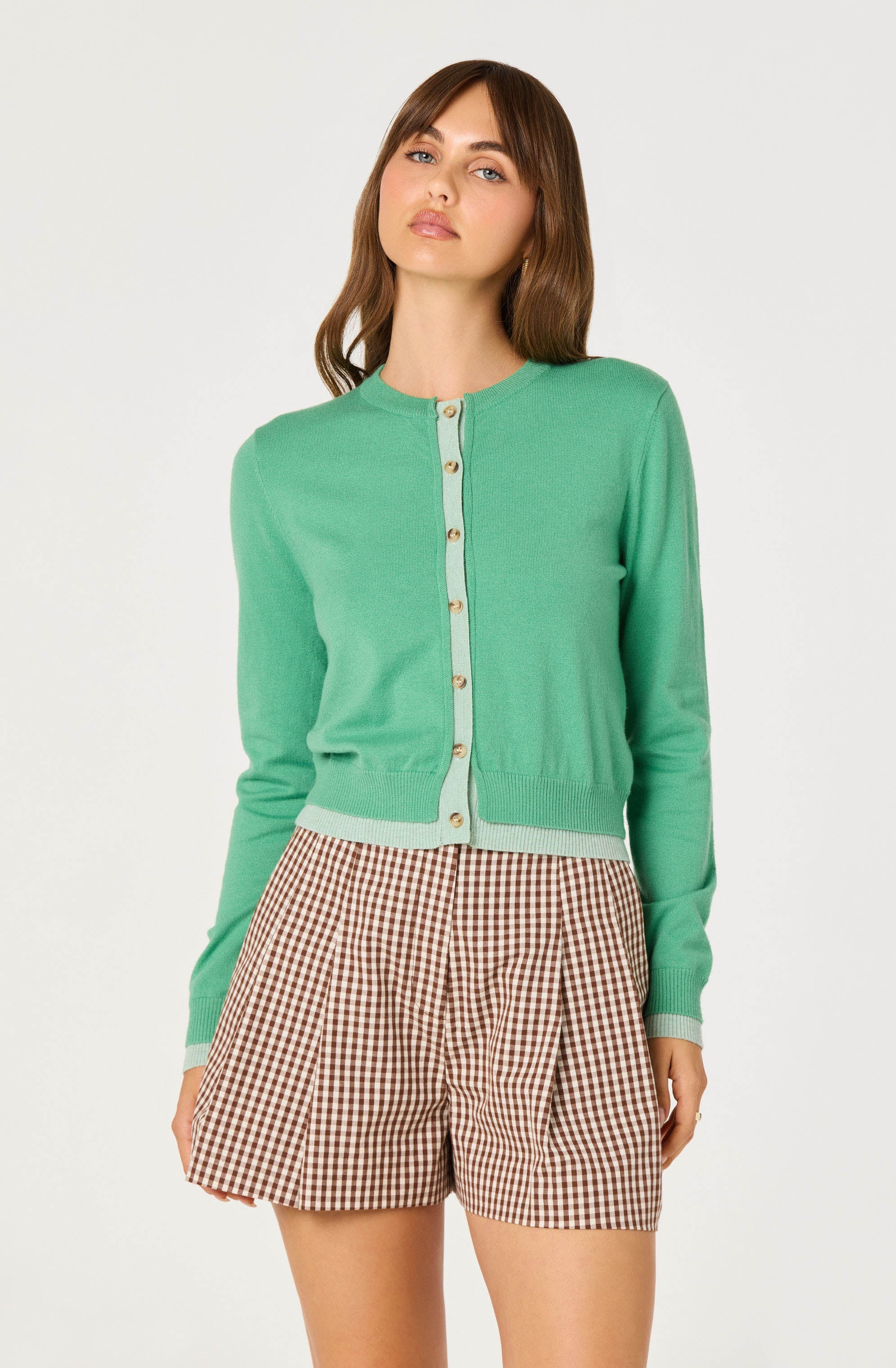 Clovis Color Block Faux Layered Cardigan