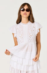 Jenny Eyelet Flutter Sleeve Top