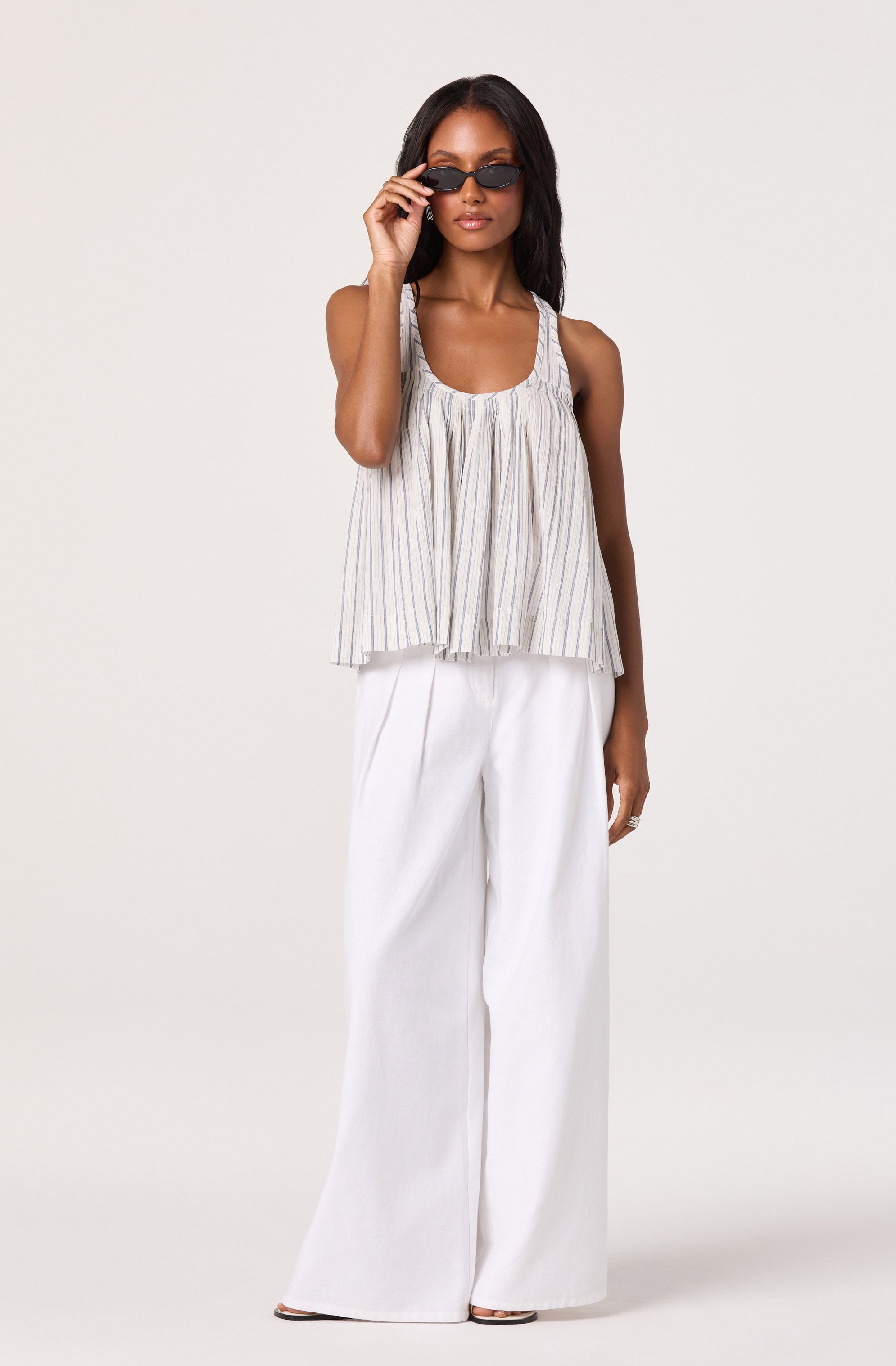 Aggie Stripe Pleated Racerback Tank
