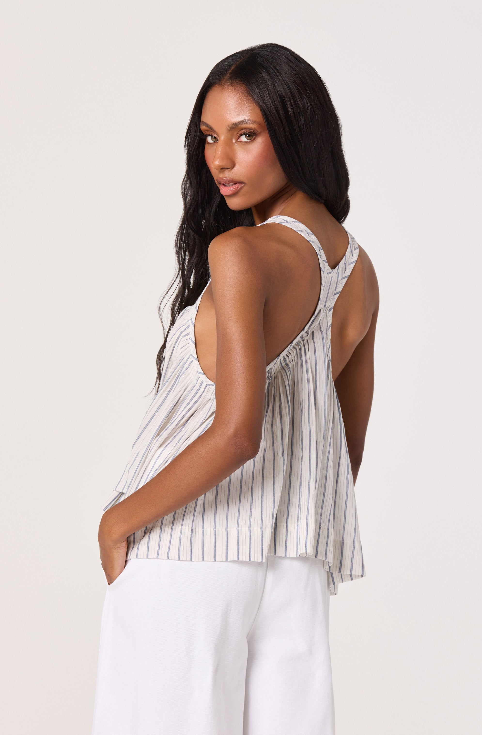 Aggie Stripe Pleated Racerback Tank
