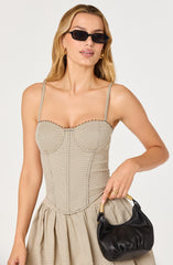 Chasity Houndstooth Bustier Top