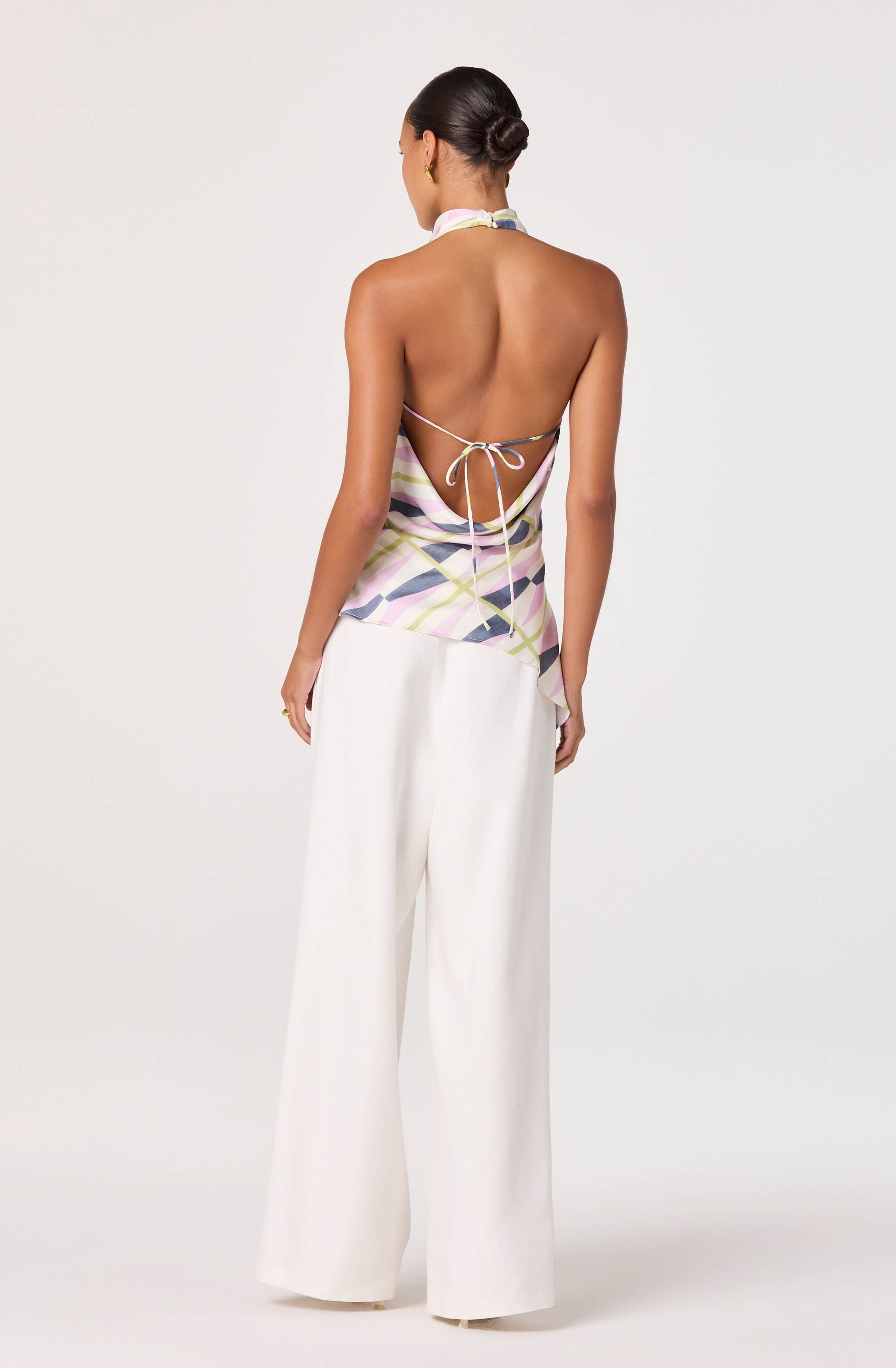 Bristol Print Cowl-Neck Halter Top