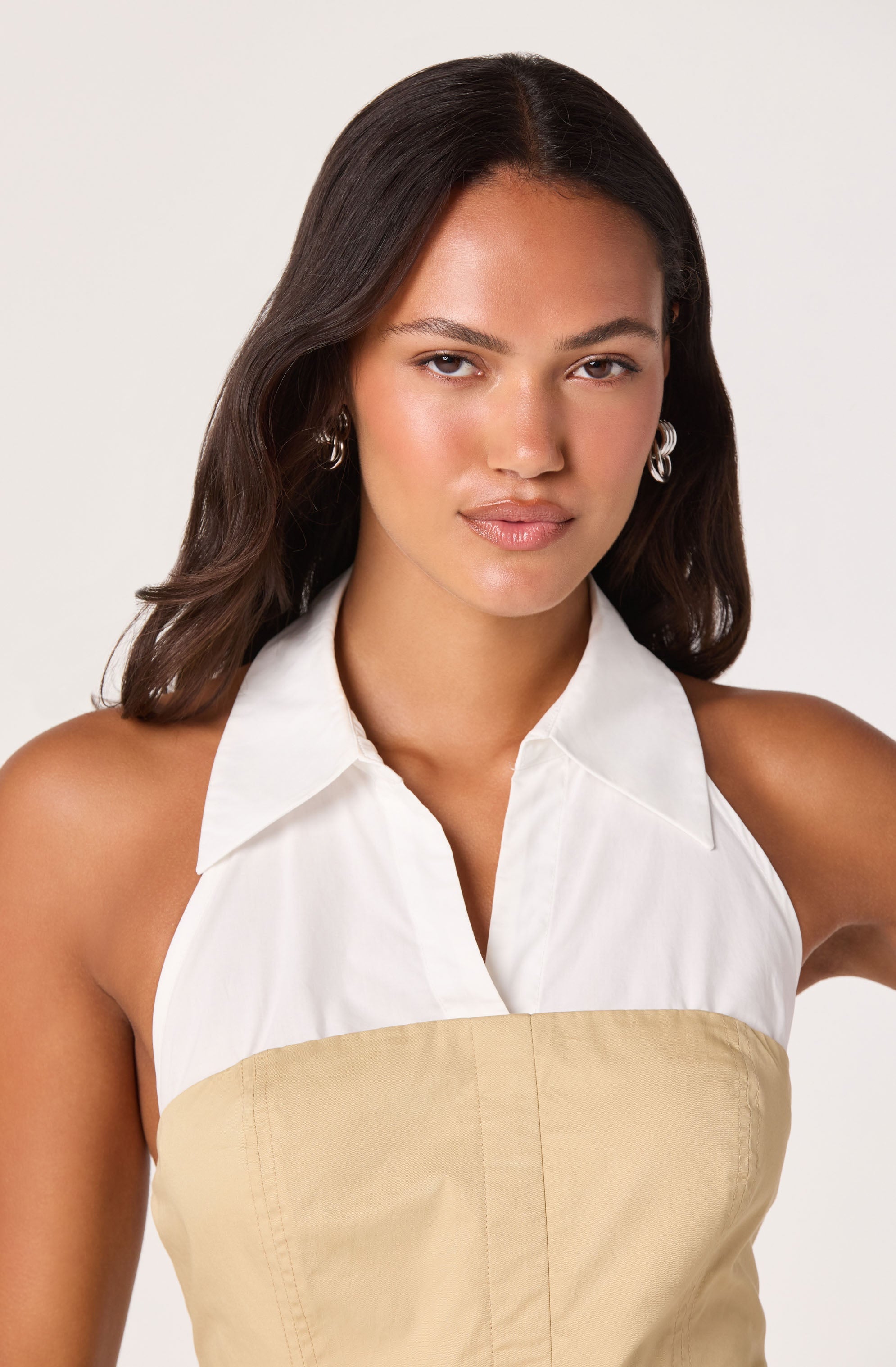 Aleda Belted Collared Halter Top