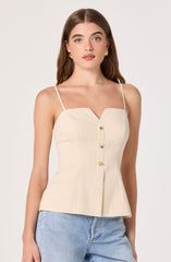 Britta Button-Front Spaghetti Strap Top