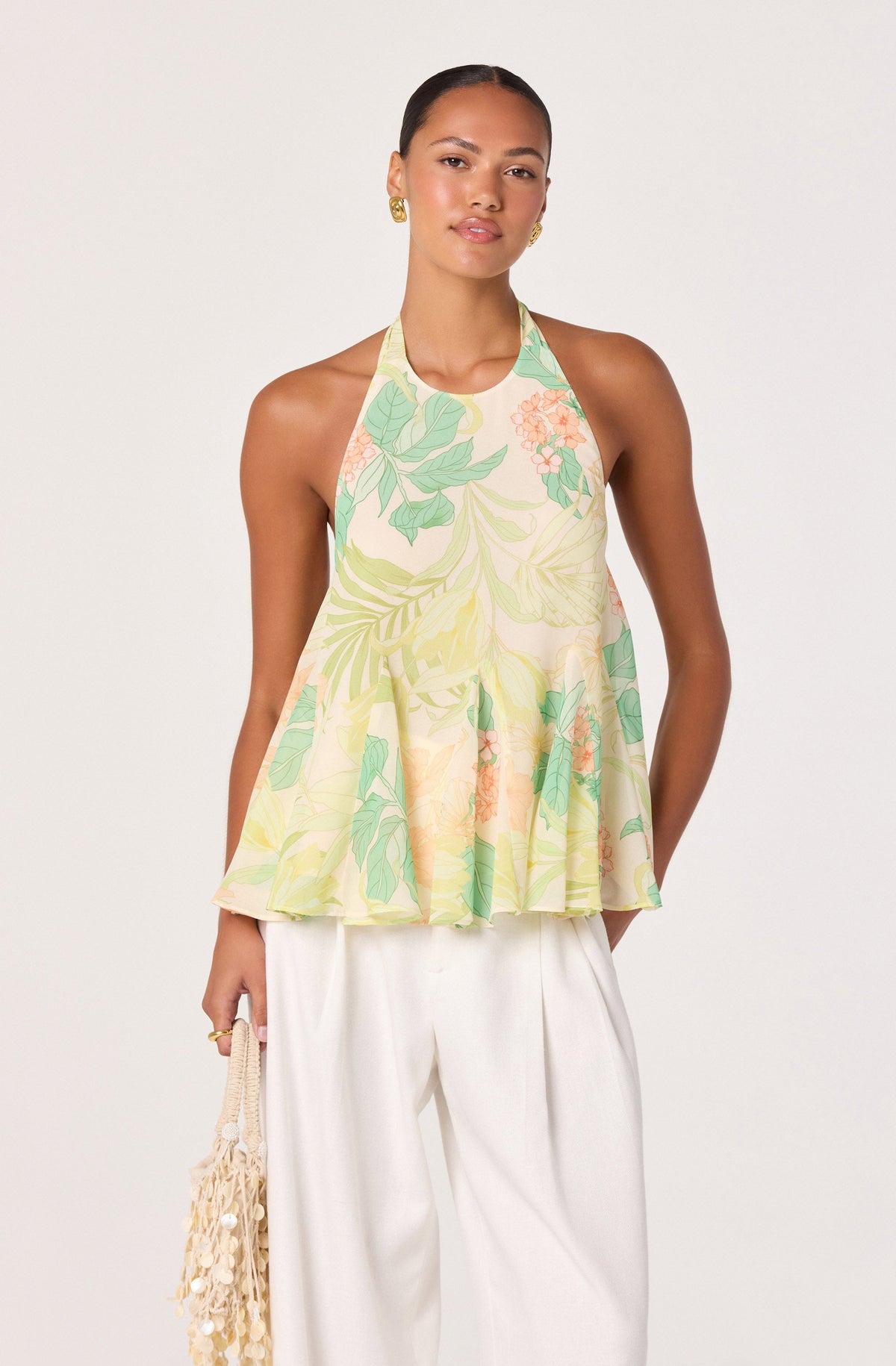 Belen Tropical Print Halter Top
