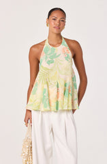 Belen Tropical Print Halter Top