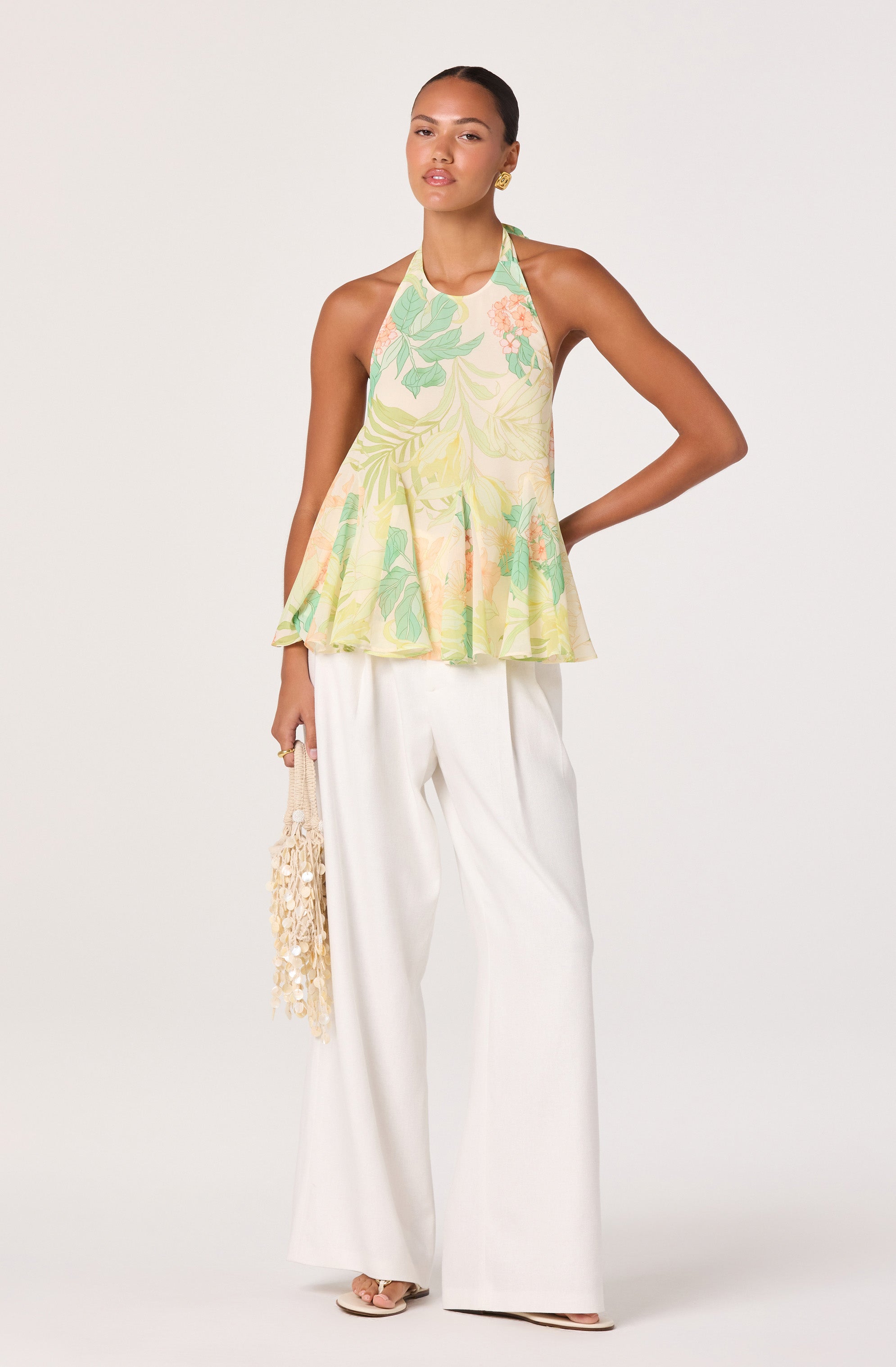 Belen Tropical Print Halter Top