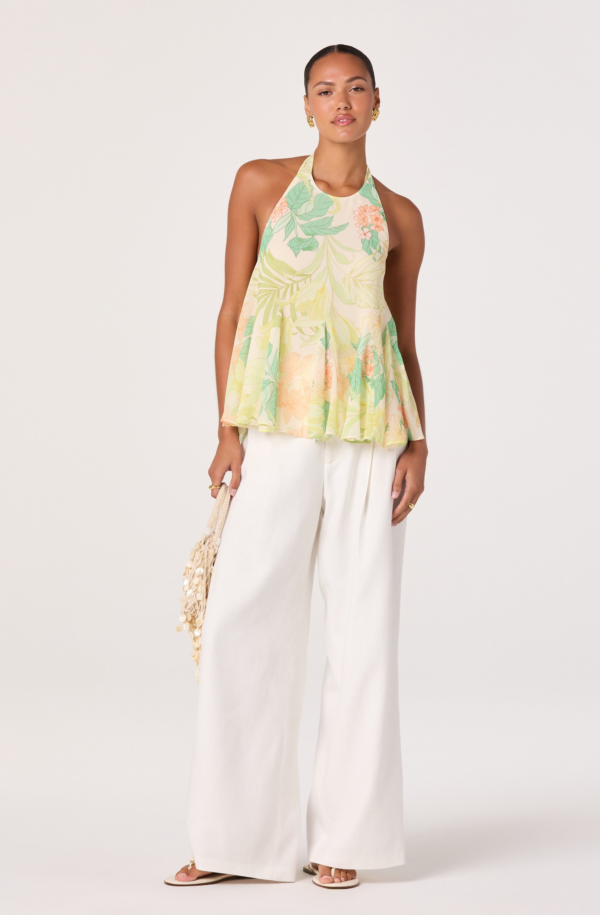 Belen Tropical Print Halter Top