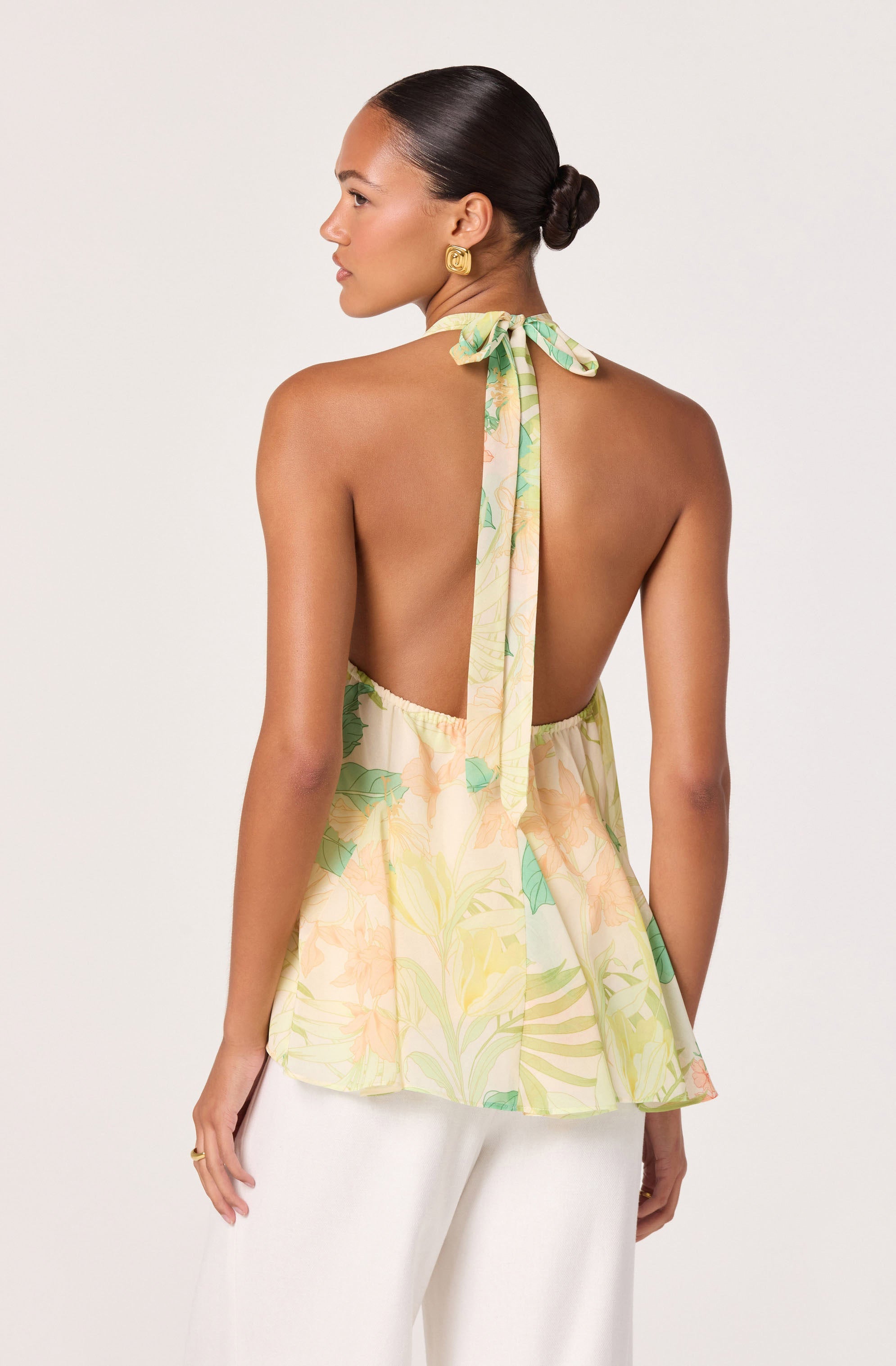 Belen Tropical Print Halter Top