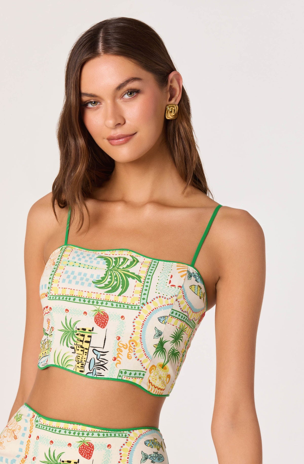 Heidi Novelty Print Crop Top