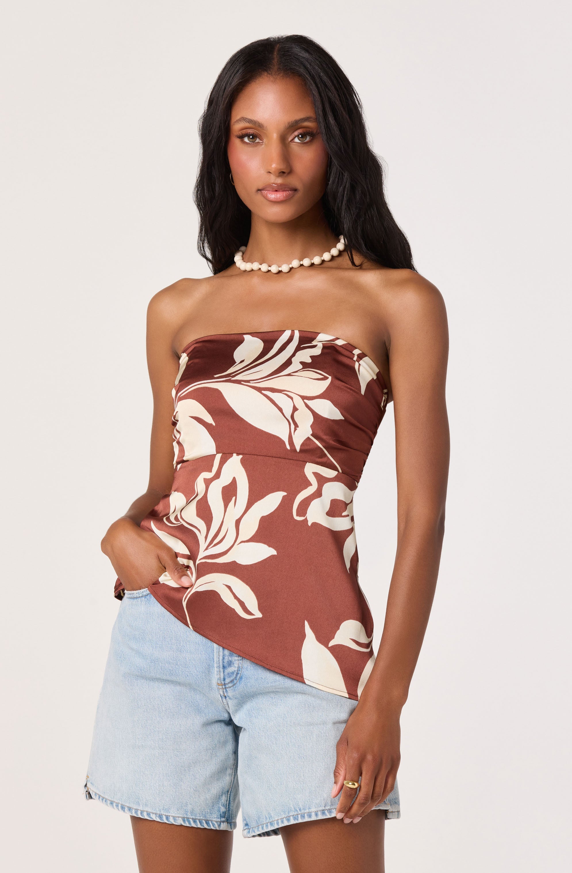 Annabeth Satin Strapless Top