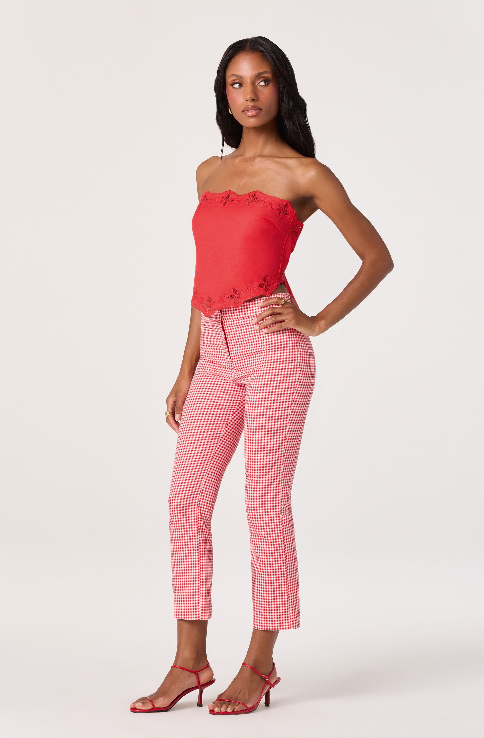 Asa Cutwork Embroidery Strapless Linen Top