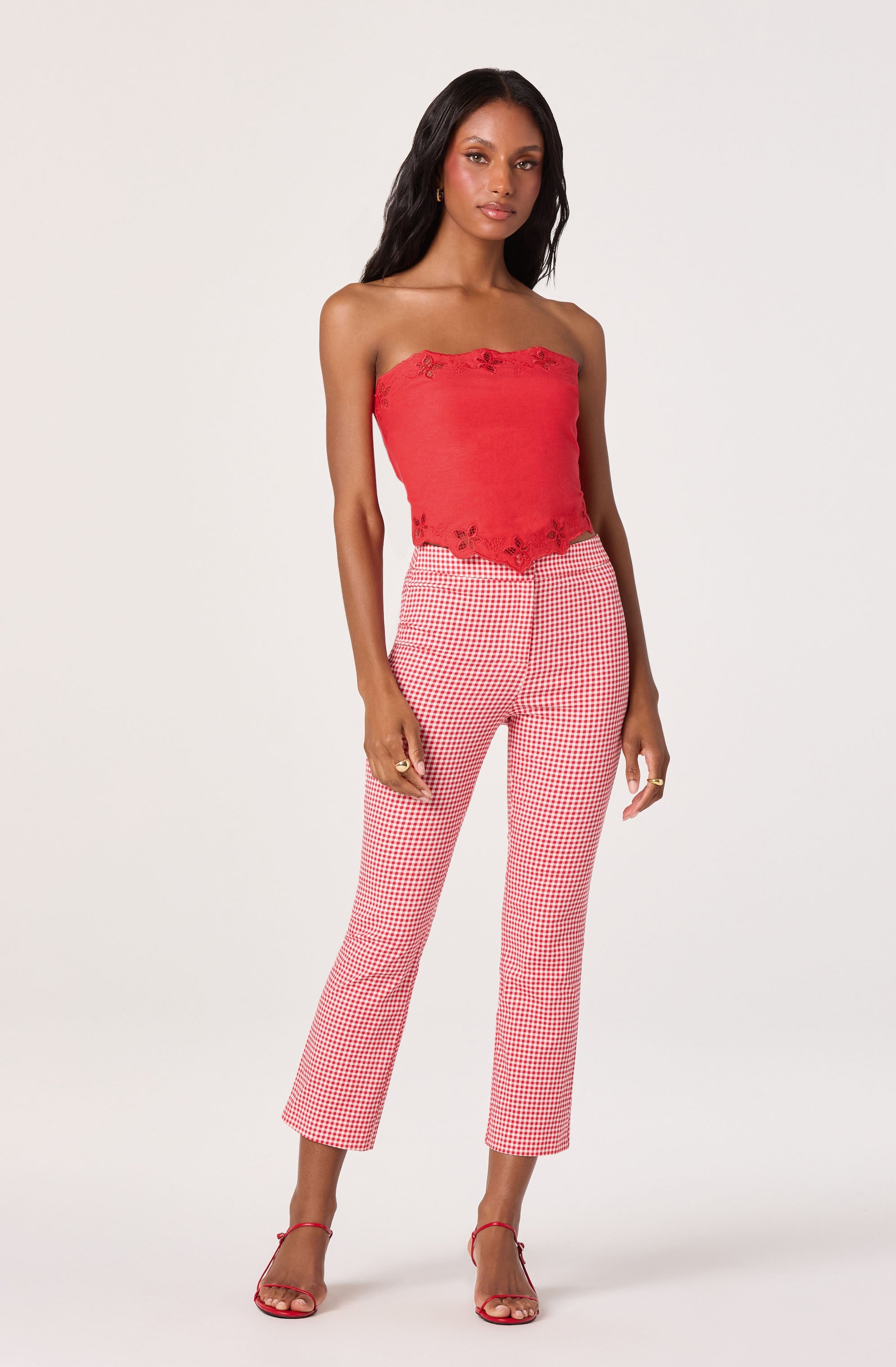 Asa Cutwork Embroidery Strapless Linen Top