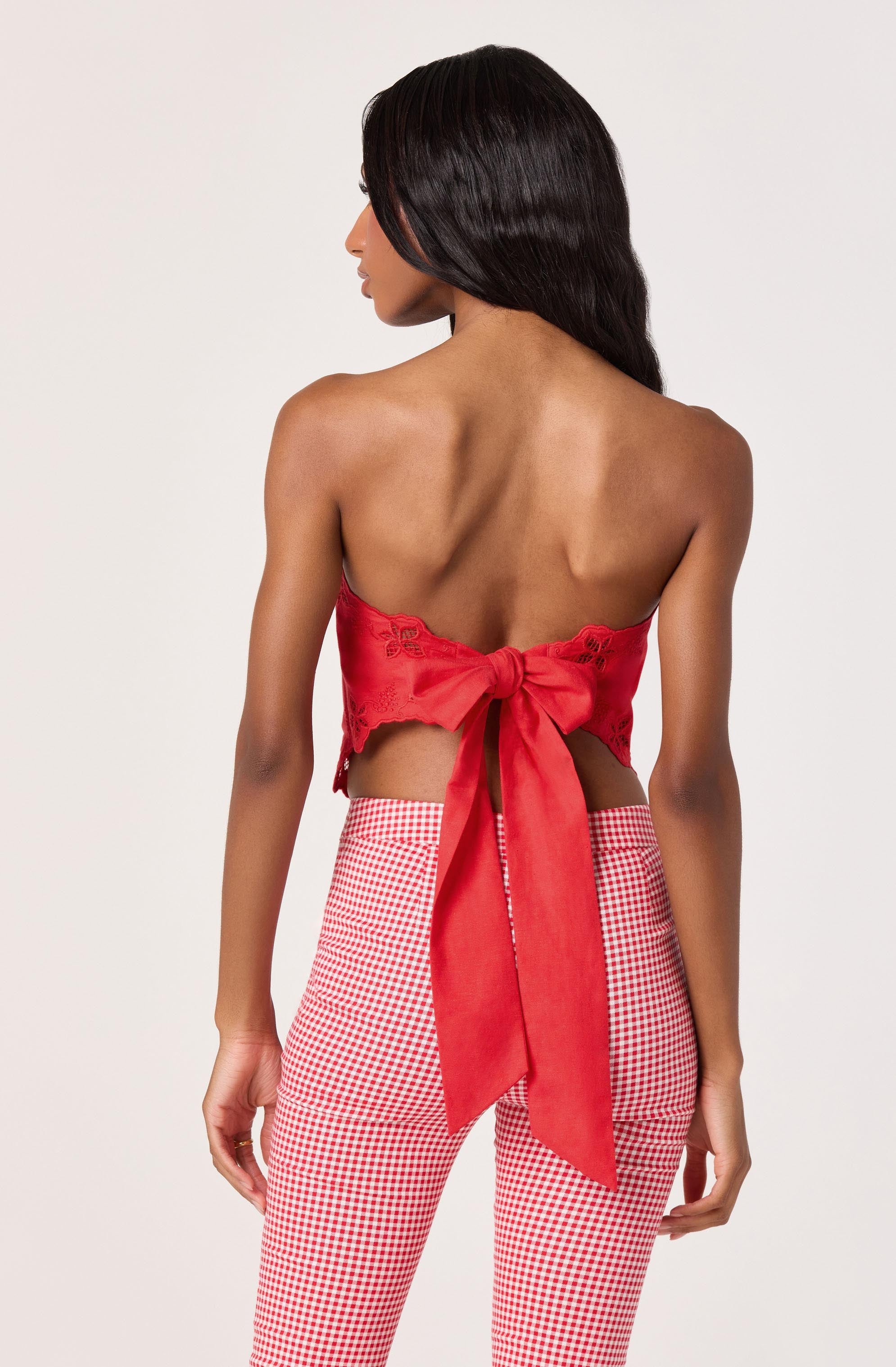 Asa Cutwork Embroidery Strapless Linen Top