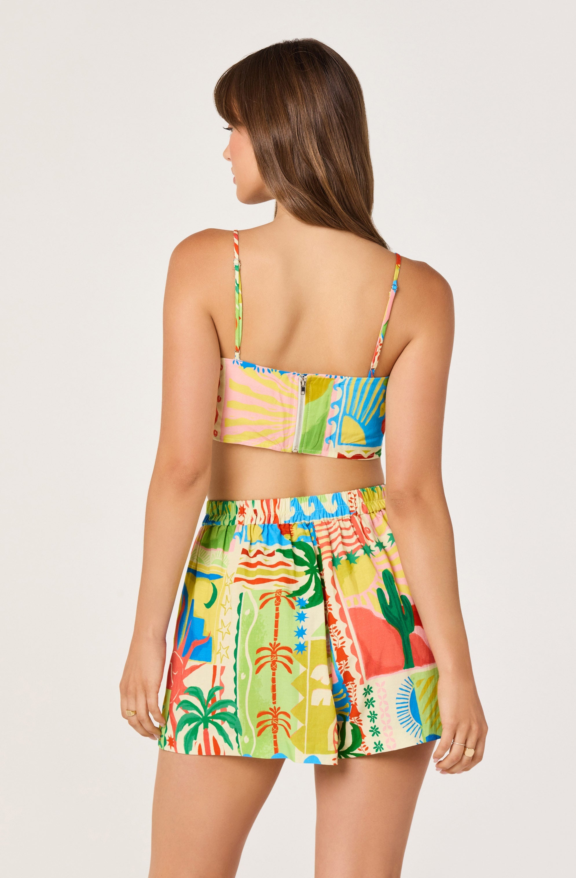 Enya Print Linen Crop Tank