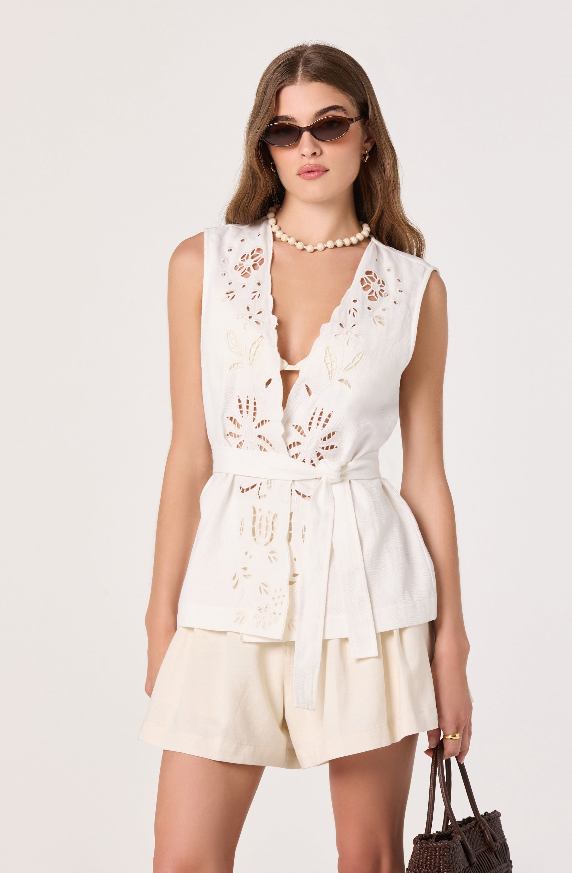 Greta Cutwork Embroidery Longline Vest