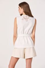 Greta Cutwork Embroidery Longline Vest